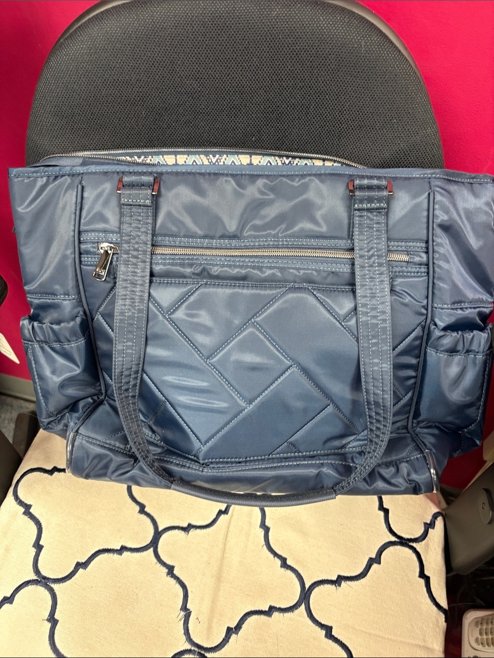 lug Quilted Nylon Tote in Navy Blue - Picture 3 of 5
